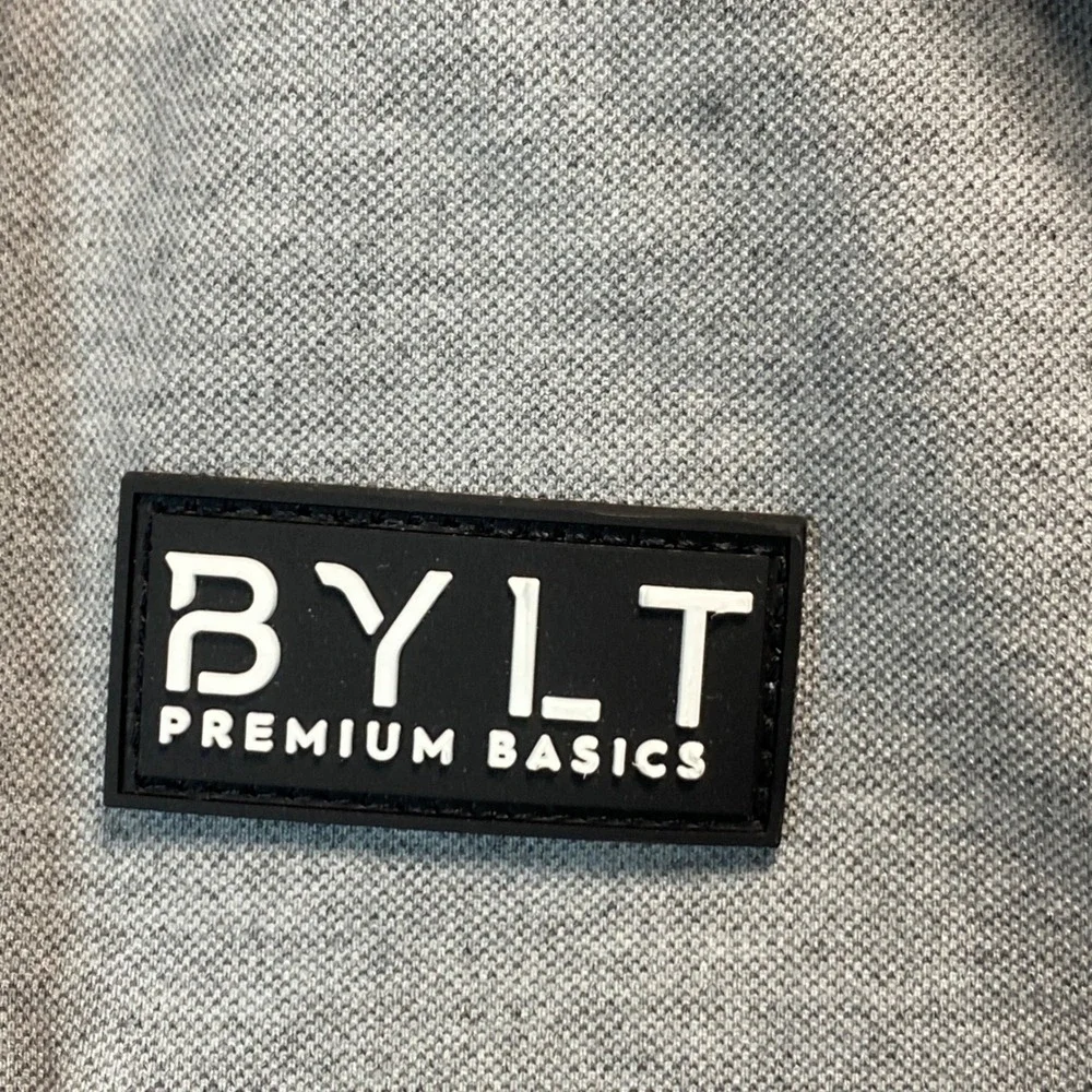 BYLT Premium Basics Mens XL Quarter Zip Snap Pullover Heather Gray Curved Hem